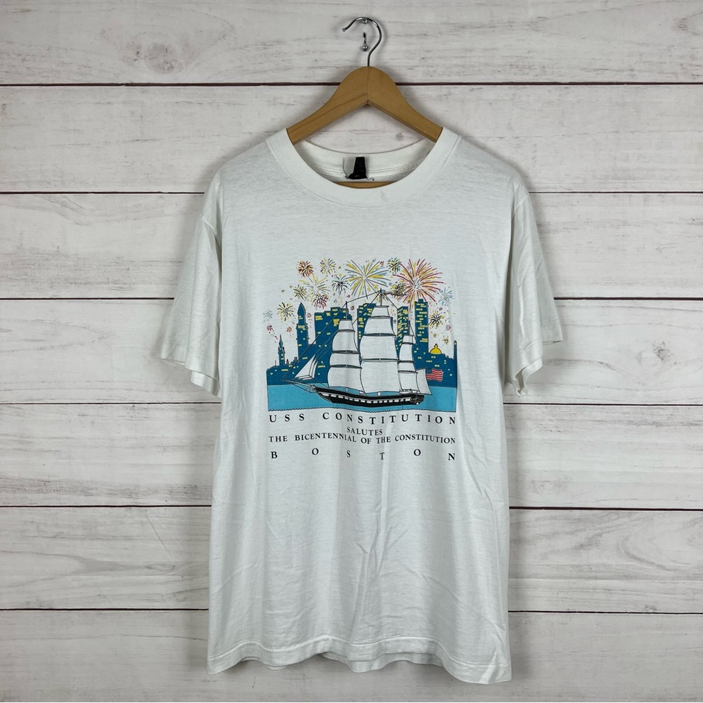 Vintage 1980s USS Constitution Boston T-Shirt fits Large